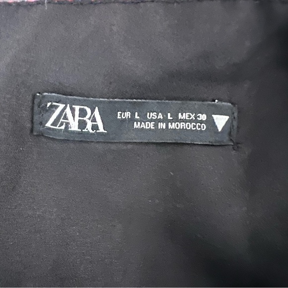 ZARA Red Floral Cropped Peasant Top Puff Sleeve Sweetheart Neck Blouse Large - Picture 8 of 8